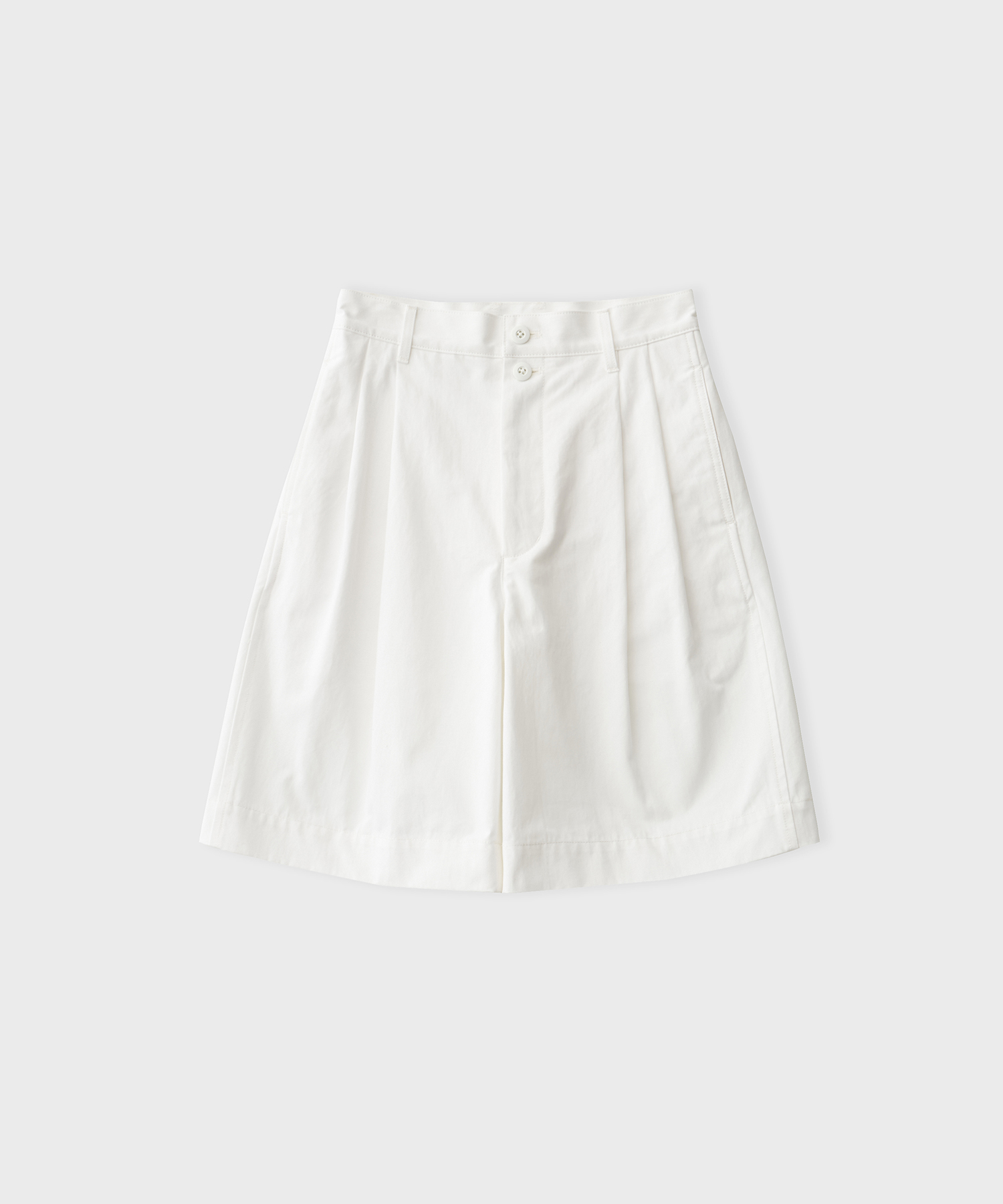 LF Cotton Twill 2 Tuck Short Pants (White)