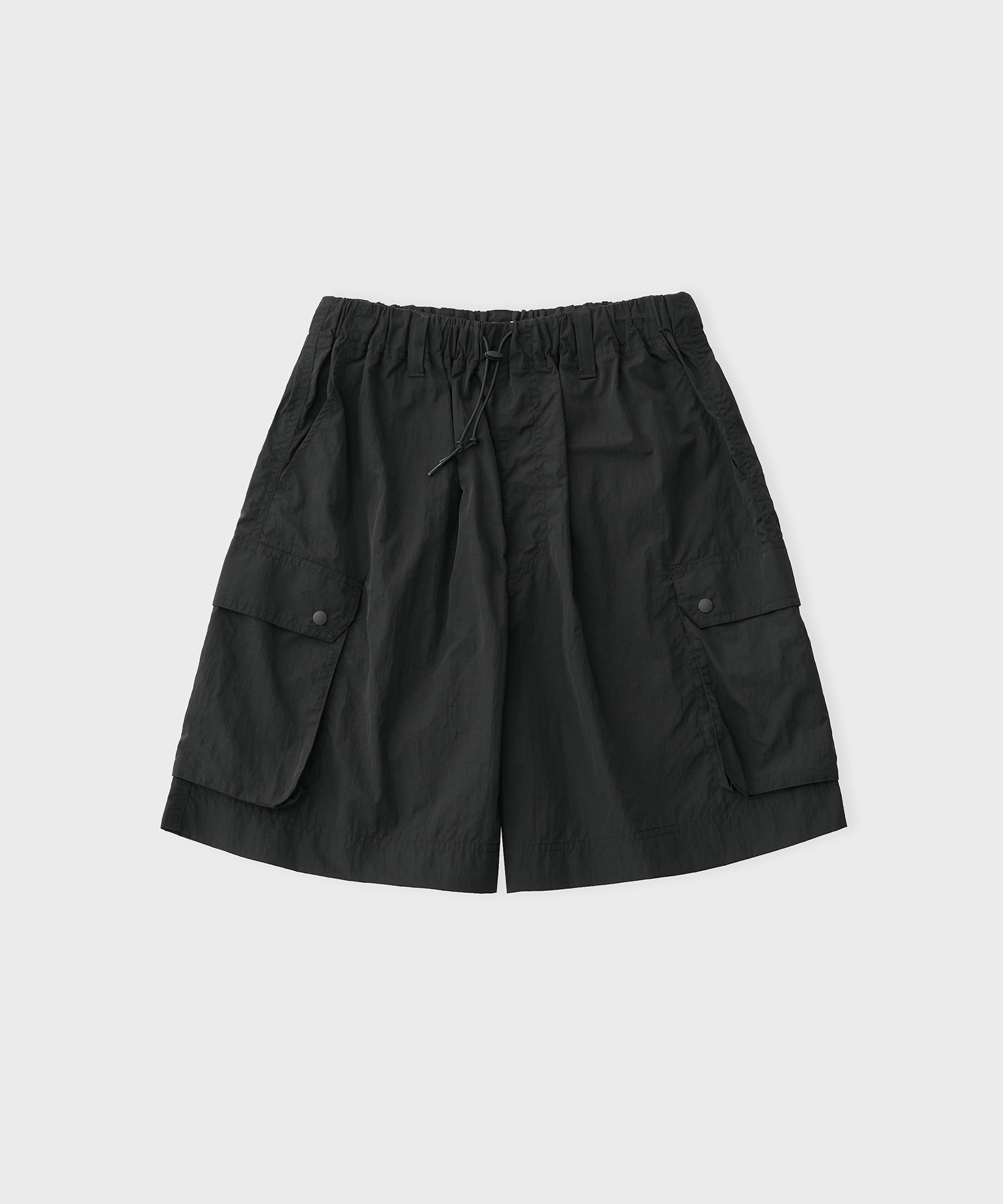 Nylon Cargo Short Pants (Black)