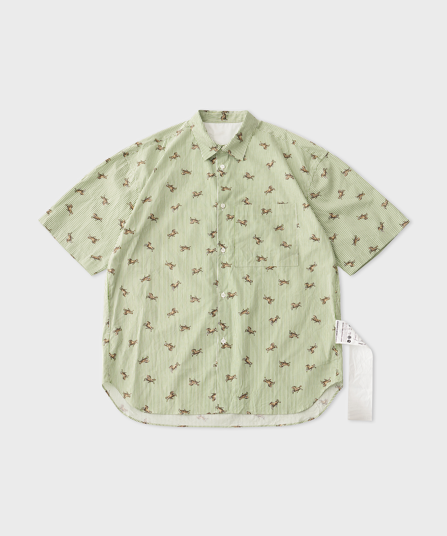 John.F Regular Collar S/S Shirt (Leaf Green Stripe)