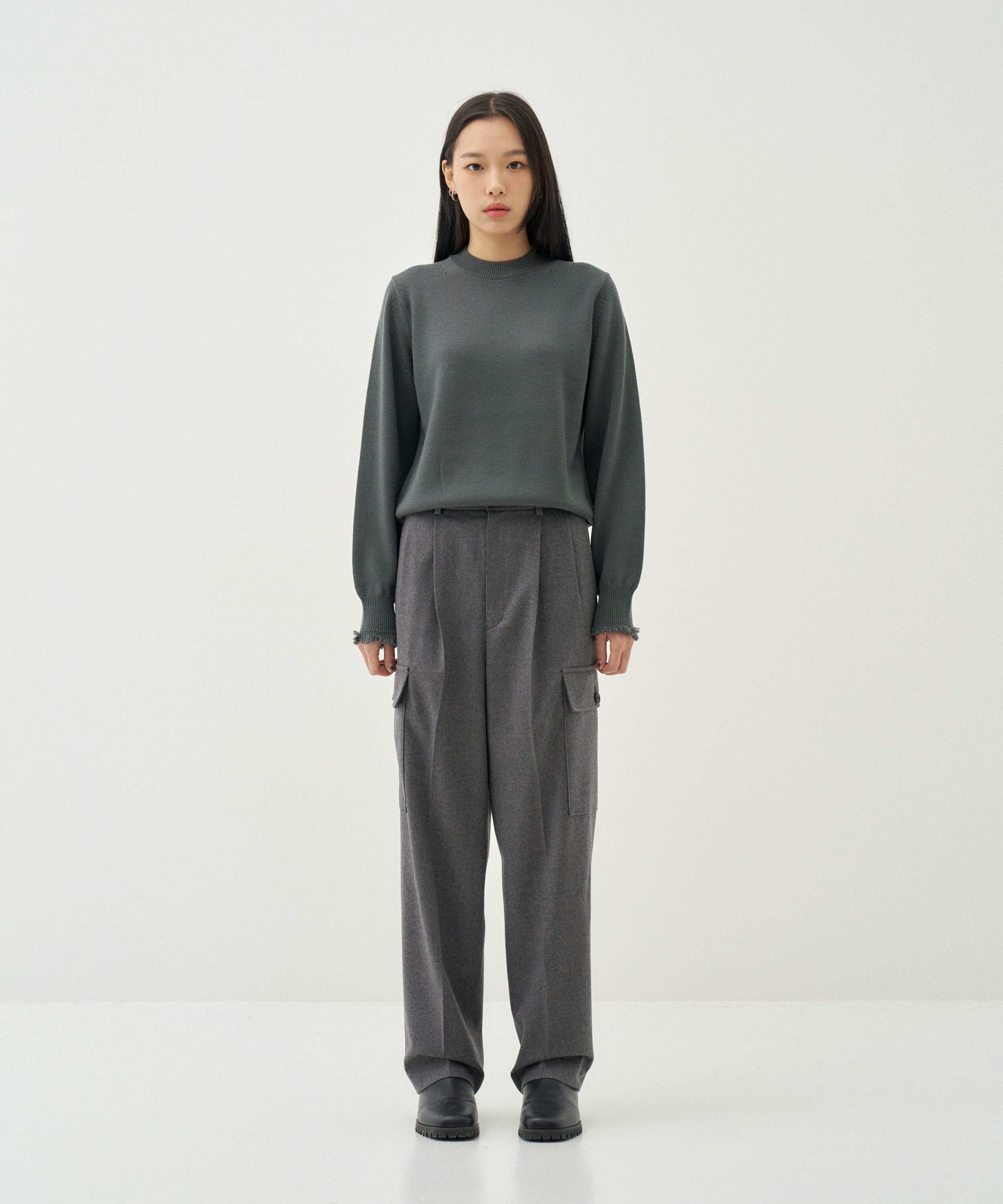W Flannel Military Trousers (MD.Gray)