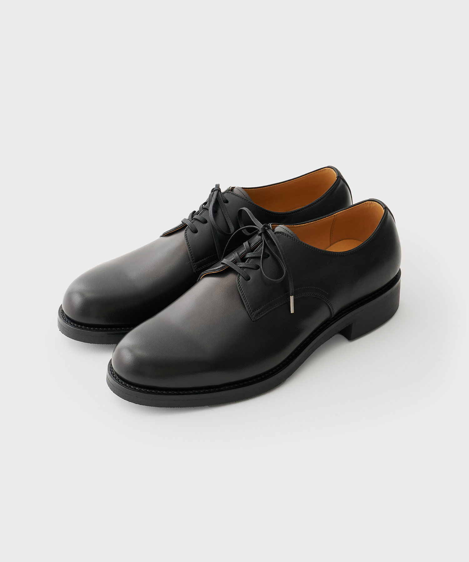 Calf Good Year Welted Plain Toe Rubber Sole (Black)