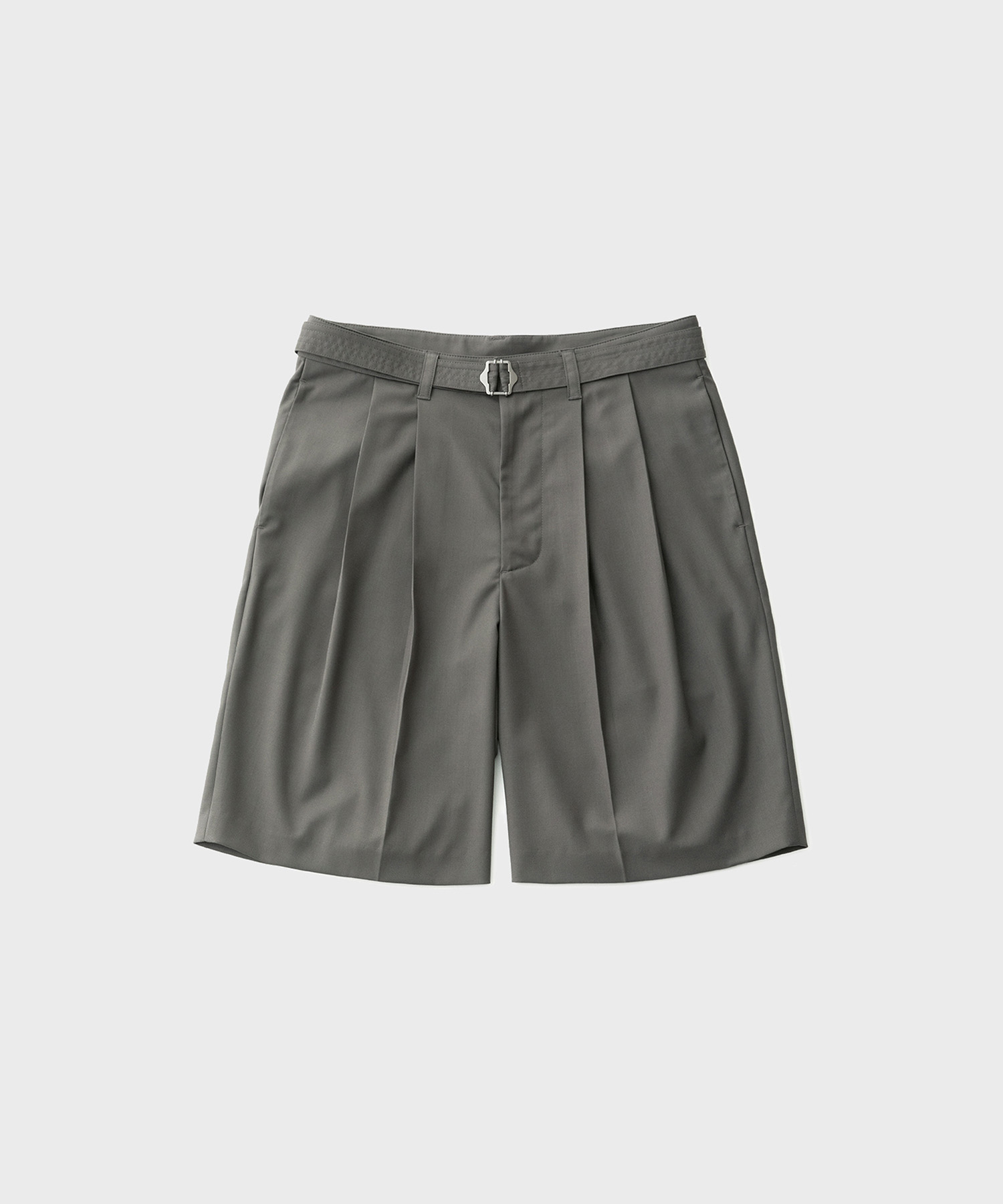 23SS Hemingway Belted Shorts (Olive Gray)