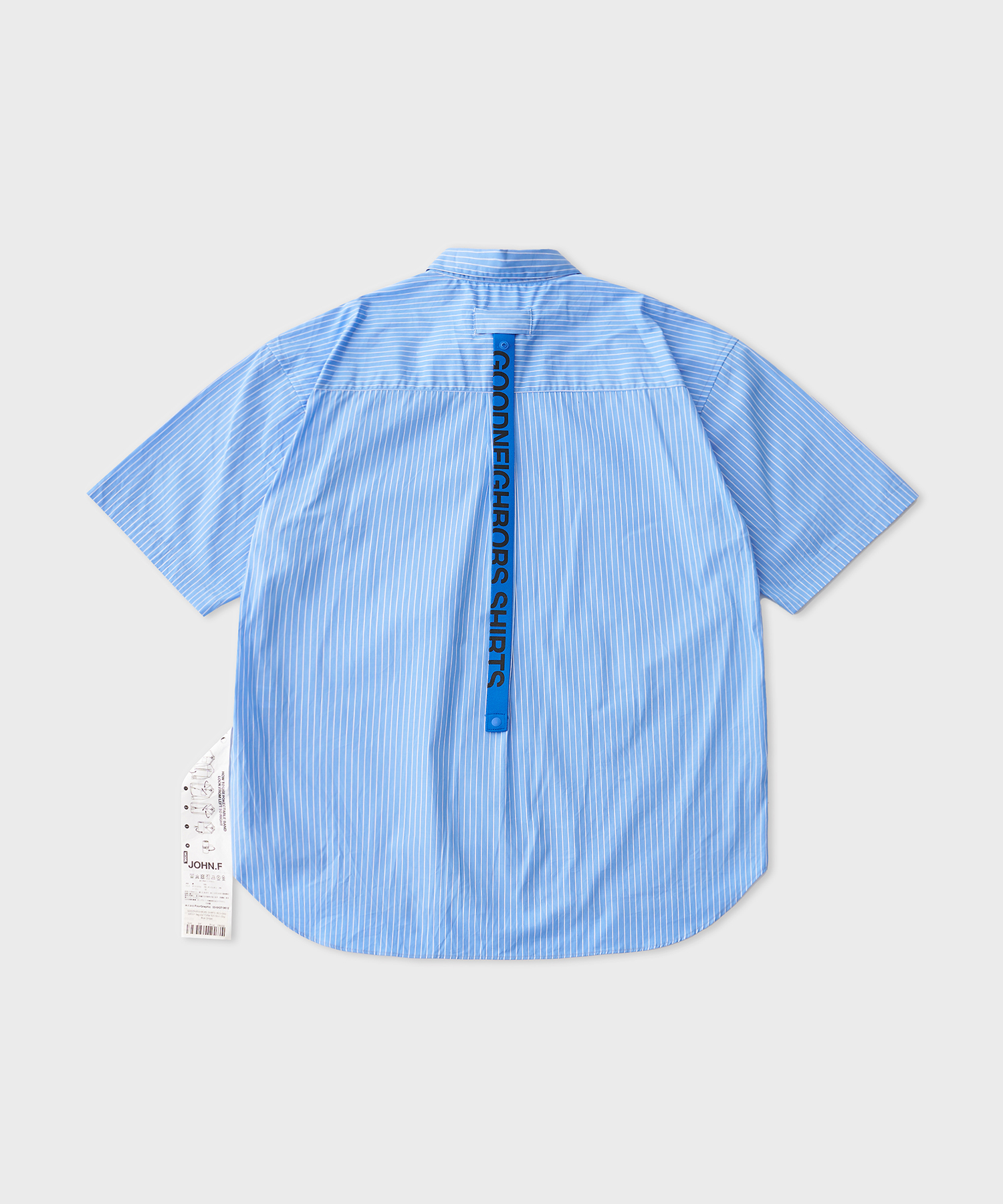 John.F Regular Collar S/S Shirt (Sky Blue Stripe)